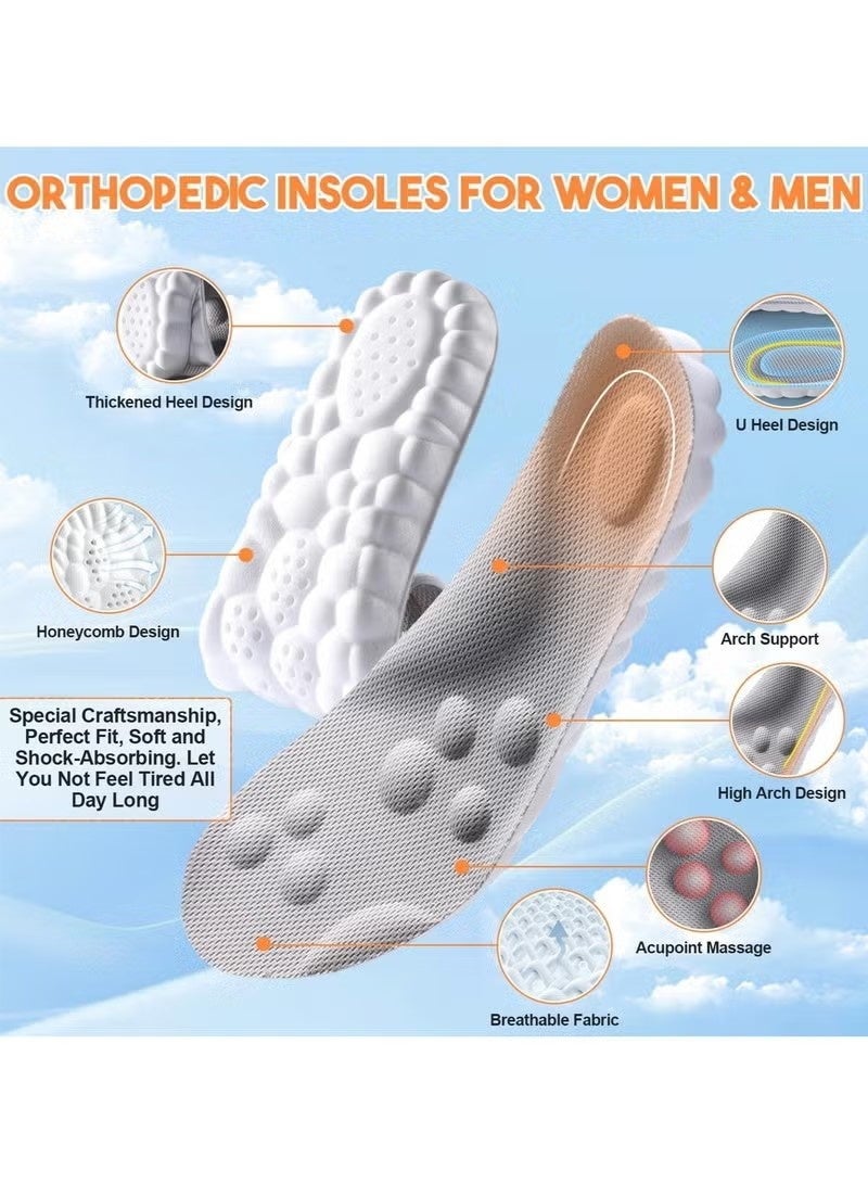 نعال داخلية من إسفنج الذاكرة السحابي للرجال والنساء - نعال داخلية مريحة وناعمة رباعية الأبعاد مع دعم لقوس القدم، وامتصاص للصدمات، وراحة للقدم طوال اليوم - Image 2